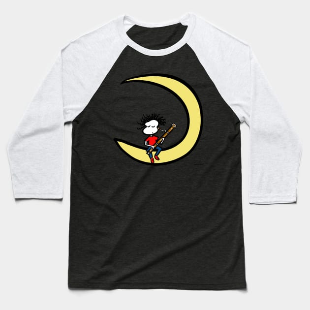 Moon and bassoon Baseball T-Shirt by Guastevi